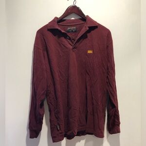 Burgundy Long Sleeve Polo Shirt